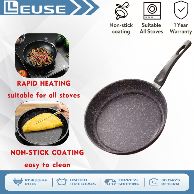 LEUSE Non-stick Frying Pan With Handle 24/28/32cm Steak Fried Eggs ...