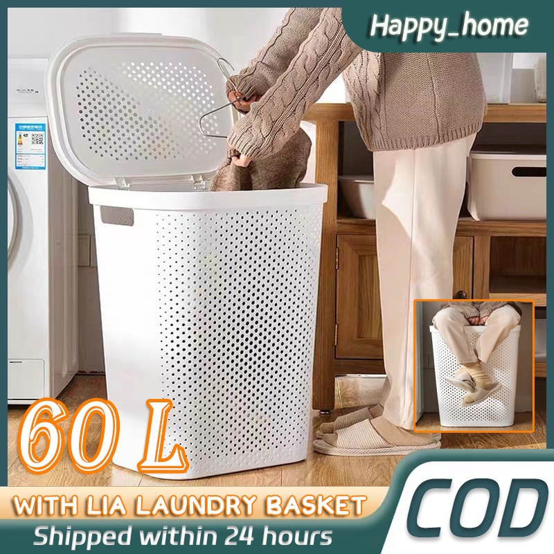 【COD】60L Large Capacity Dirty Clothes Basket Bathroom Laundry Basket W ...