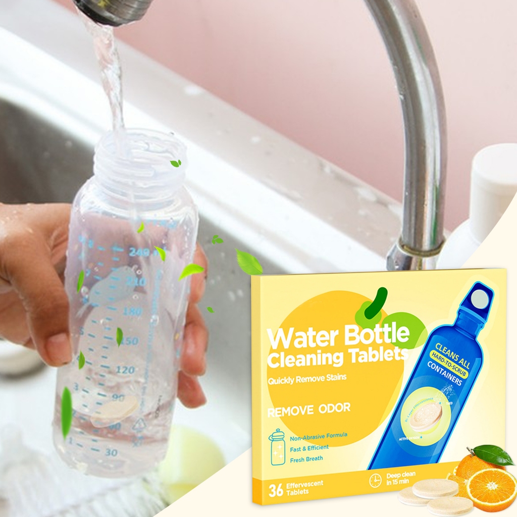 Water Bottle Cleaning Tablets 36pcs Natural and Effective Bottle Cleaner Set OdorCleaning