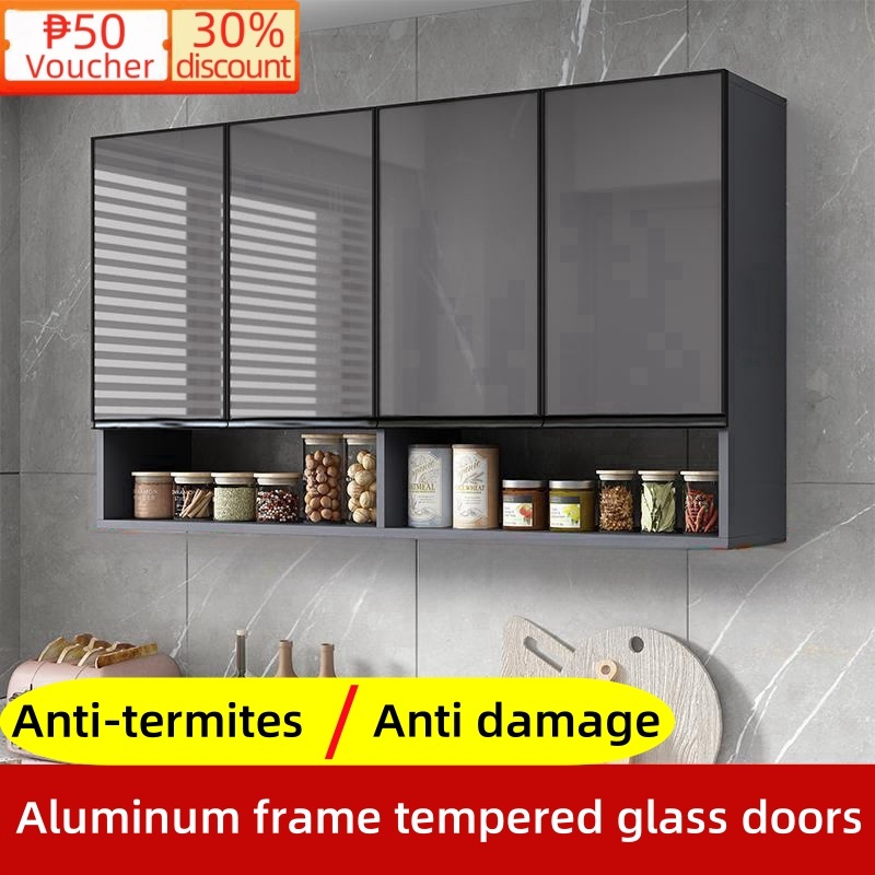 Aluminum Kitchen Cabinet Storage Wall Anti Termite Glass Pantry Hanging ...