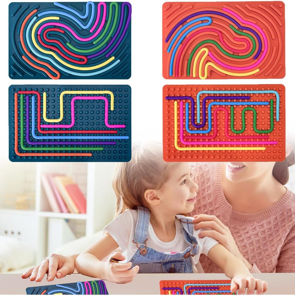 Kit 4 Planches Sensorielles En Silicone + Cordes - Jouet Anti-stress Pour Enfants TDAH, Autisme