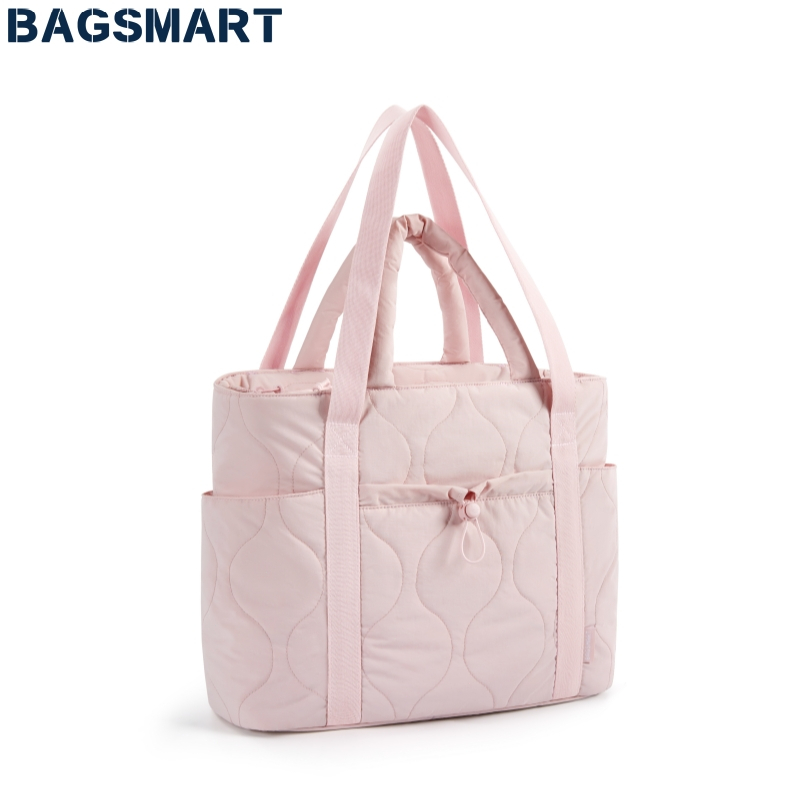 BAGSMART Puffer Tote Bag for Women, Quilted Travel Tote Bag for Work ...