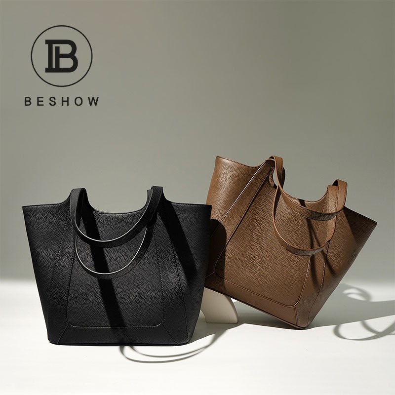 2024 New Classic Genuine Leather Large Capacity Tote Bag High-End Summer  Commuter Single Shoulder Underarm Bag for Women by Beshow