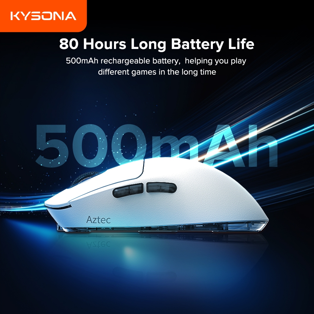 KYSONA Aztec Gaming Mouse Wireless PAW3395 Max 26000 DPI Lightweight ...