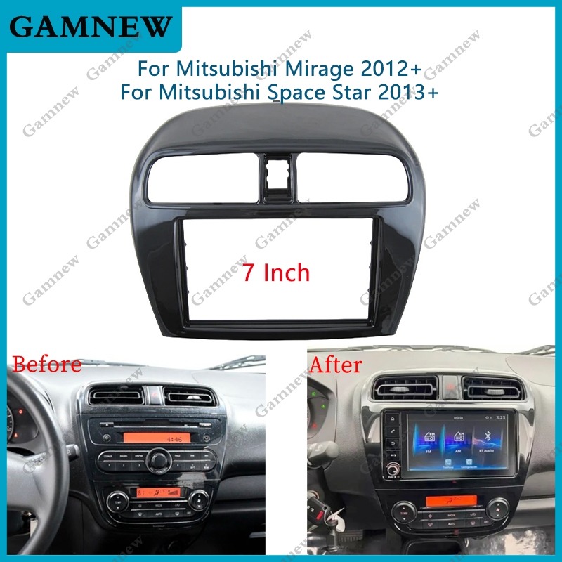 Kit Dash UGAR Per Radio 2 DIN Compatibile Con Mitsubishi Mirage 2012+ E Space Star 2013+, ABS Qualità Auto, Nero