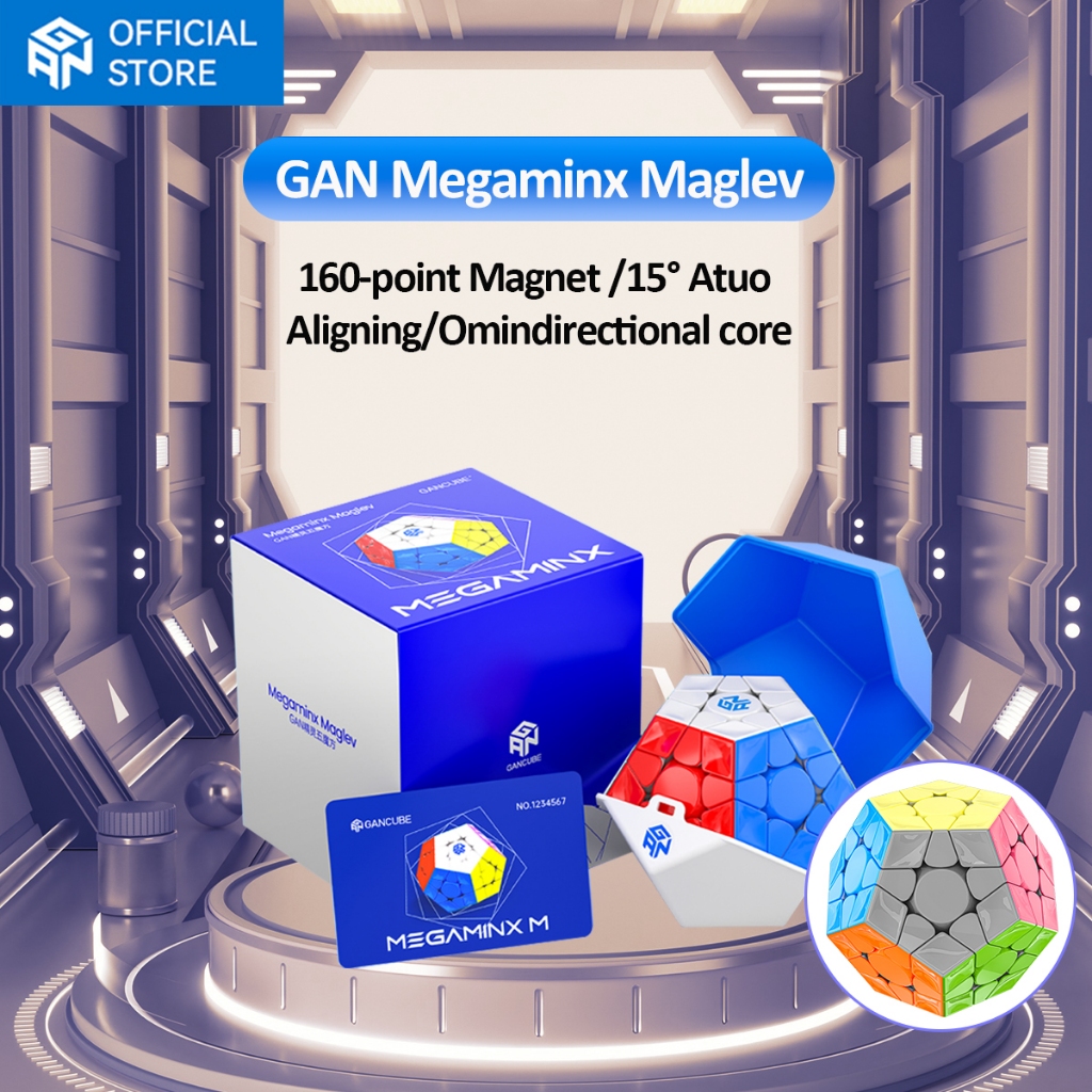 GAN Megaminx Cube Maglev V2 - Speed Cube Magnétique 160 Aimants, Noir UV Coated 2024
