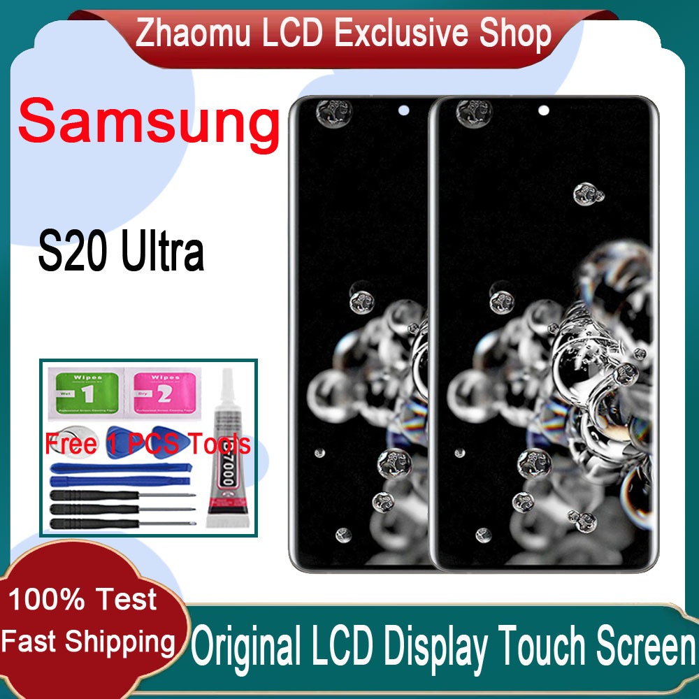 Original AMOLED Samsung Galaxy S20 Ultra 4G 5G LCD Display Touch Screen  With Frame Replacement
