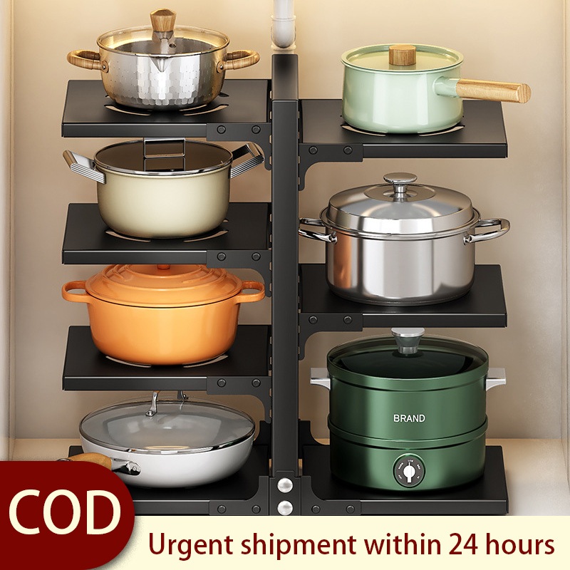 Versatile Adjustable 2-7 Layer Pot Rack - Durable Carbon Steel, Snap-on ...