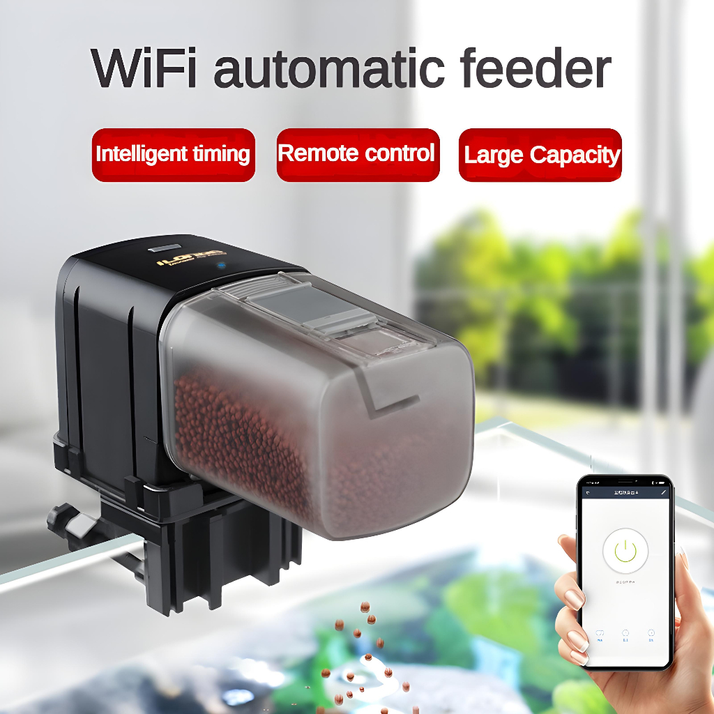 Automatic fish feeder WiFi pet intelligent feeder fish tank timed ...