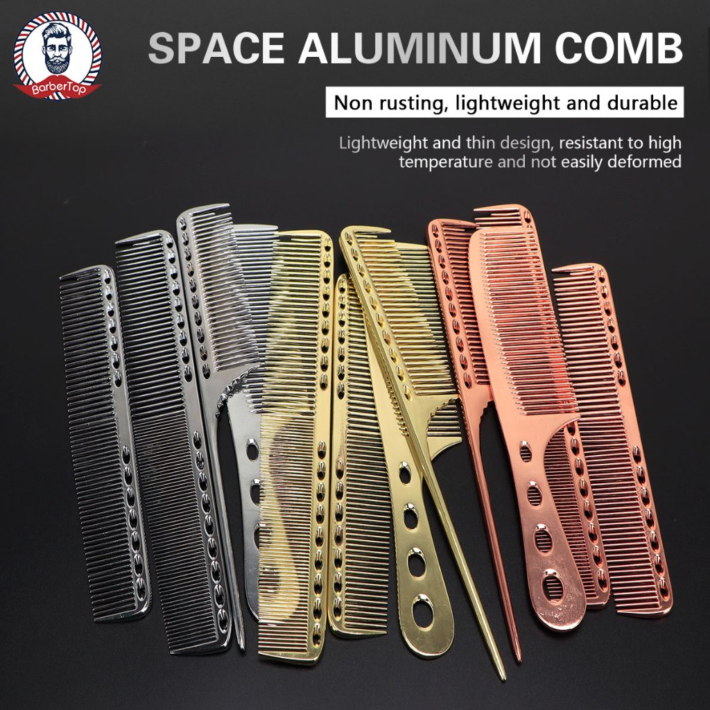 Spot#4PCS Professional Aluminum Barber Dressing Comb Set with Short ...