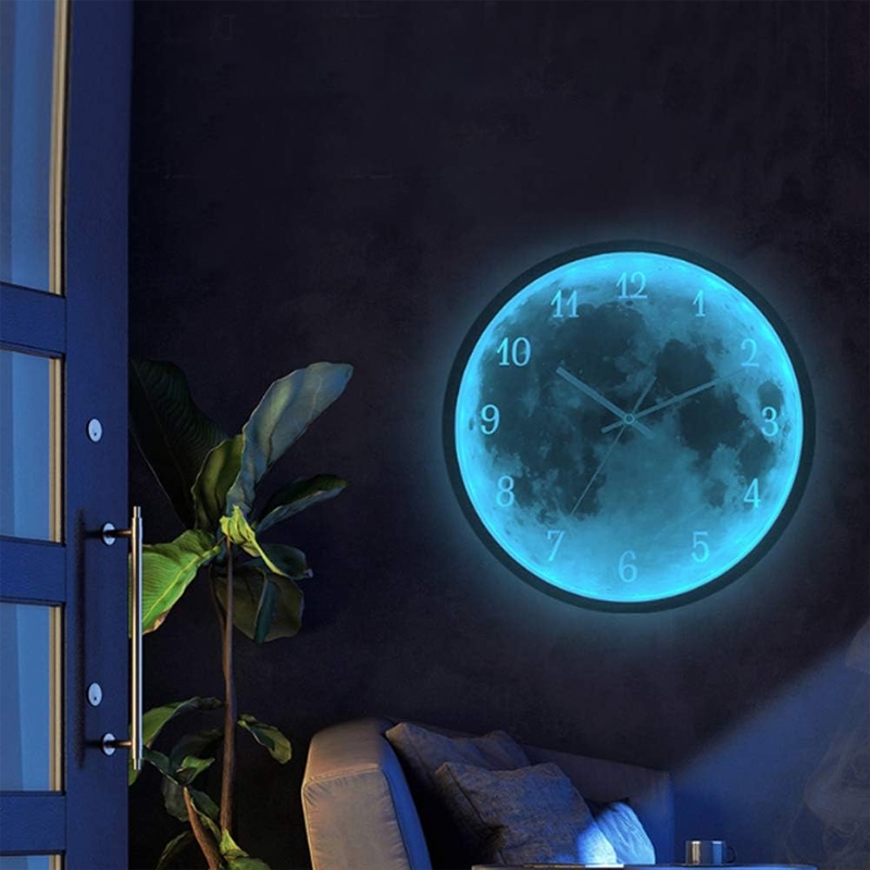 AIMI Blue Moon Led Wall Clock Silent Battery Powered 12 Inch Home Decor