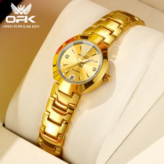 OPK Watch For Woman Waterproof Original Quartz Stainless Steel Relo Fashion Luminous Calendar Ladies Golden Wrist Watches 8105 Shopee Philippines