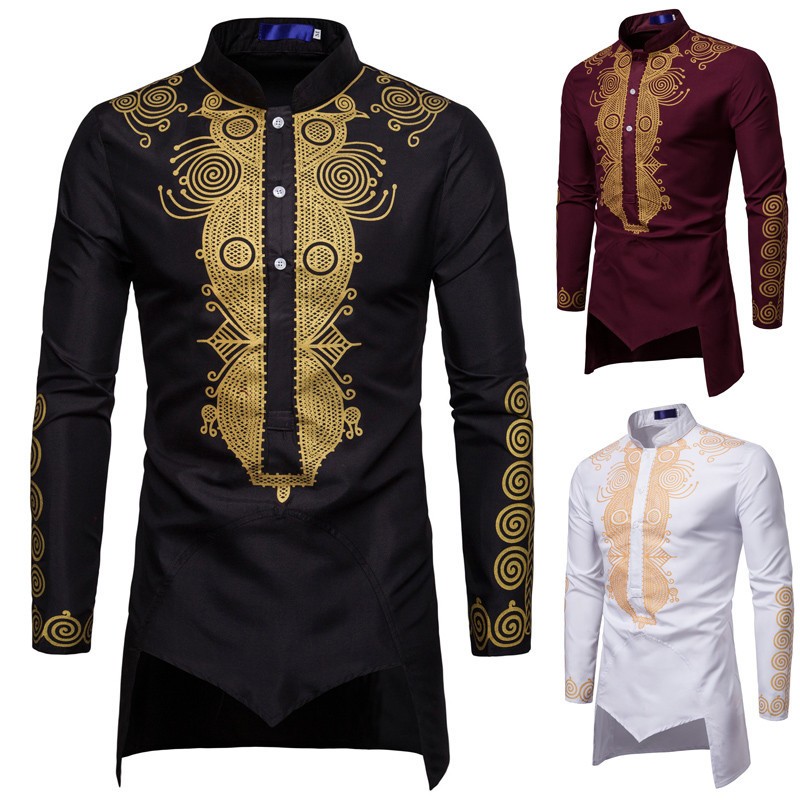 Men’s Bazin Riche African Top – Elegant Long Sleeve Embroidered Design main image 1