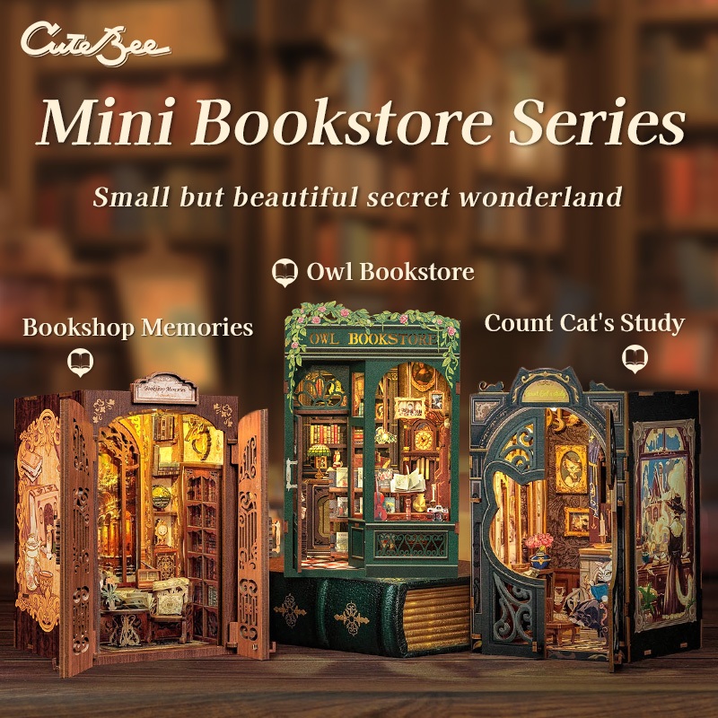 CUTEBEE DIY Miniature House Book Nook Dollhouse 3D Puzzle Model House ...