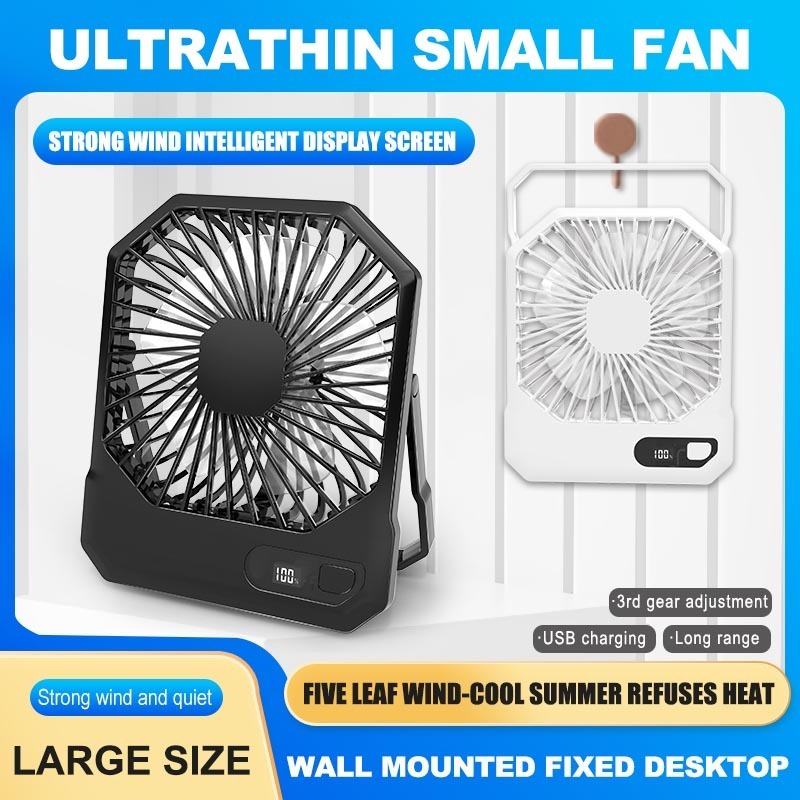 Desk Fan 3 Speeds Strong Wind Rechargeable electric fan Portable Mini ...