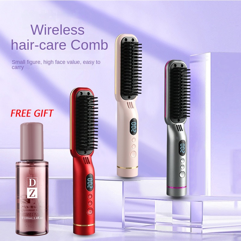 Wireless Hair Straightening Comb 2 in 1 Ceramic Hair Straightening ...