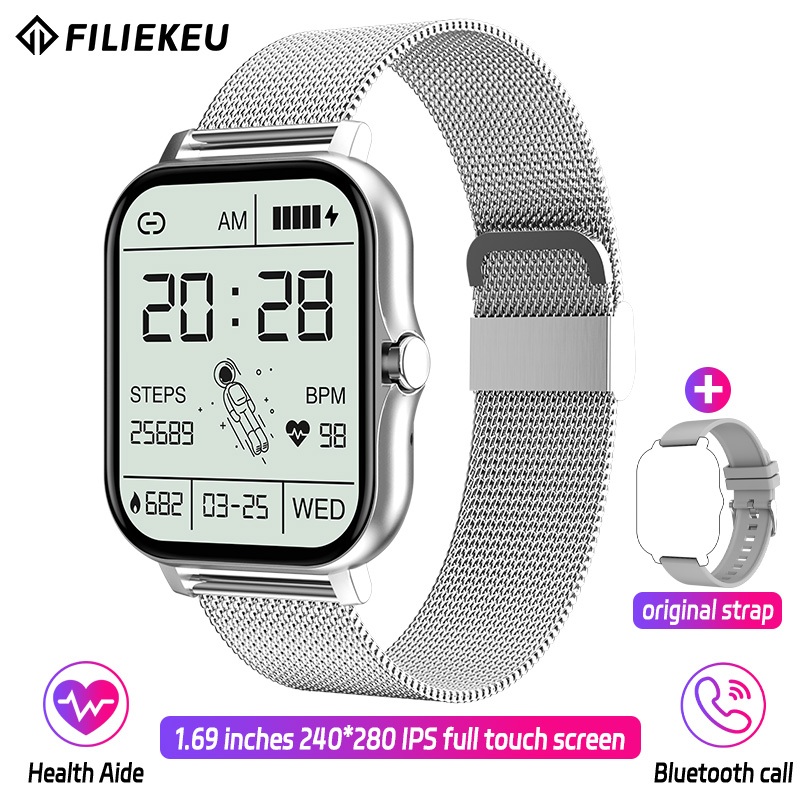 Stainless Steel Smartwatch FILIEKEU Smart Watch Men Women