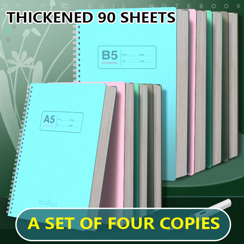 4PCS 90 Sheets A5 B5 Spiral Notebook Steno Book Looseleaf Colorful