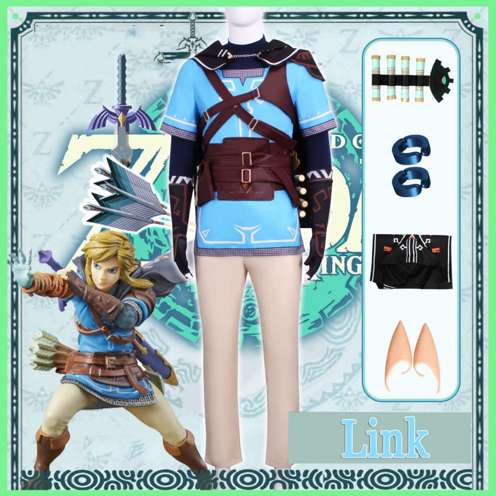 Link Cosplay Costume Tears of the Kingdom Link Uniform Blue Outfits ...