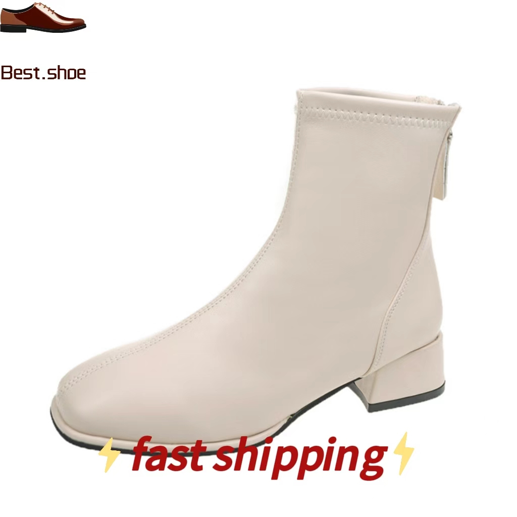 Korean Fashion high cut women boots (zipper and laces) | Shopee Philippines