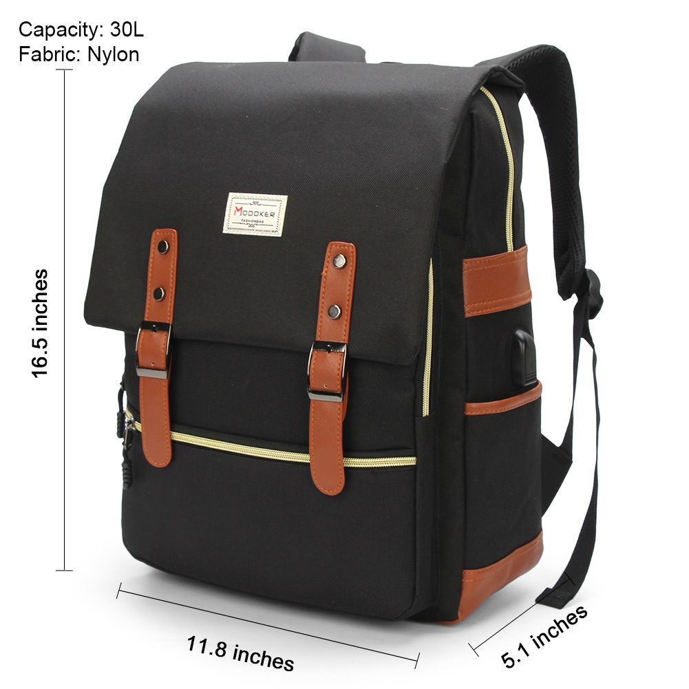 MODOKER Vintage Laptop Backpack Travel Backpacks with USB Charging Port School Bag Fits 15.6Inch Notebook Outdoor Luggage Shopee Philippines