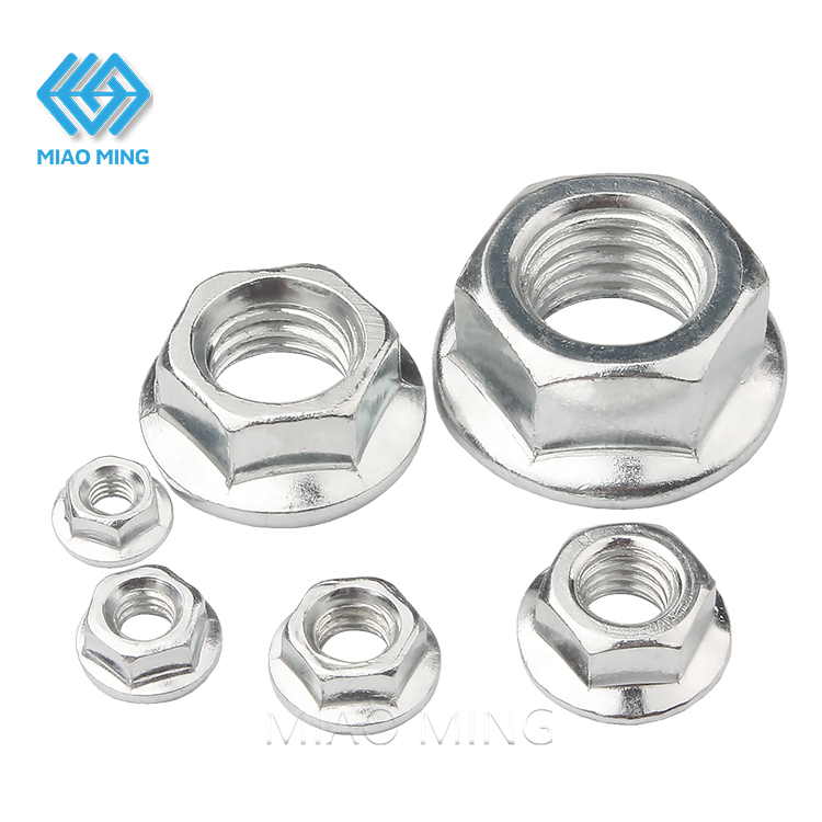 M4-M12 Galvanized Hex Nut Hex Flange Nut With Serration Anti Slip With ...