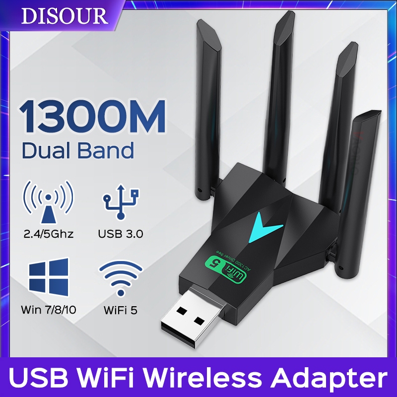 Adattatore WiFi USB 3.0 Scheda di rete 1300Mbps Dual Band 2.4G/5GHz Trasmettore ricevore wireless Bluetooth 4.2 per PC desktop portatile  7