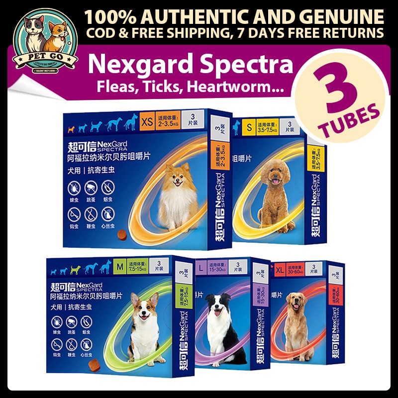 Nexgard Spectra 3 Tablets/Box Anti Tick & Flea Chewable Treatment For ...