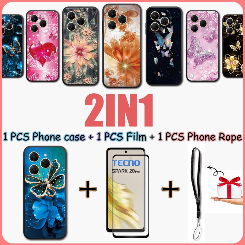 2 IN 1 Case For Tecno Spark 20 Pro KJ6 Phone Case With Ceramic Film ...