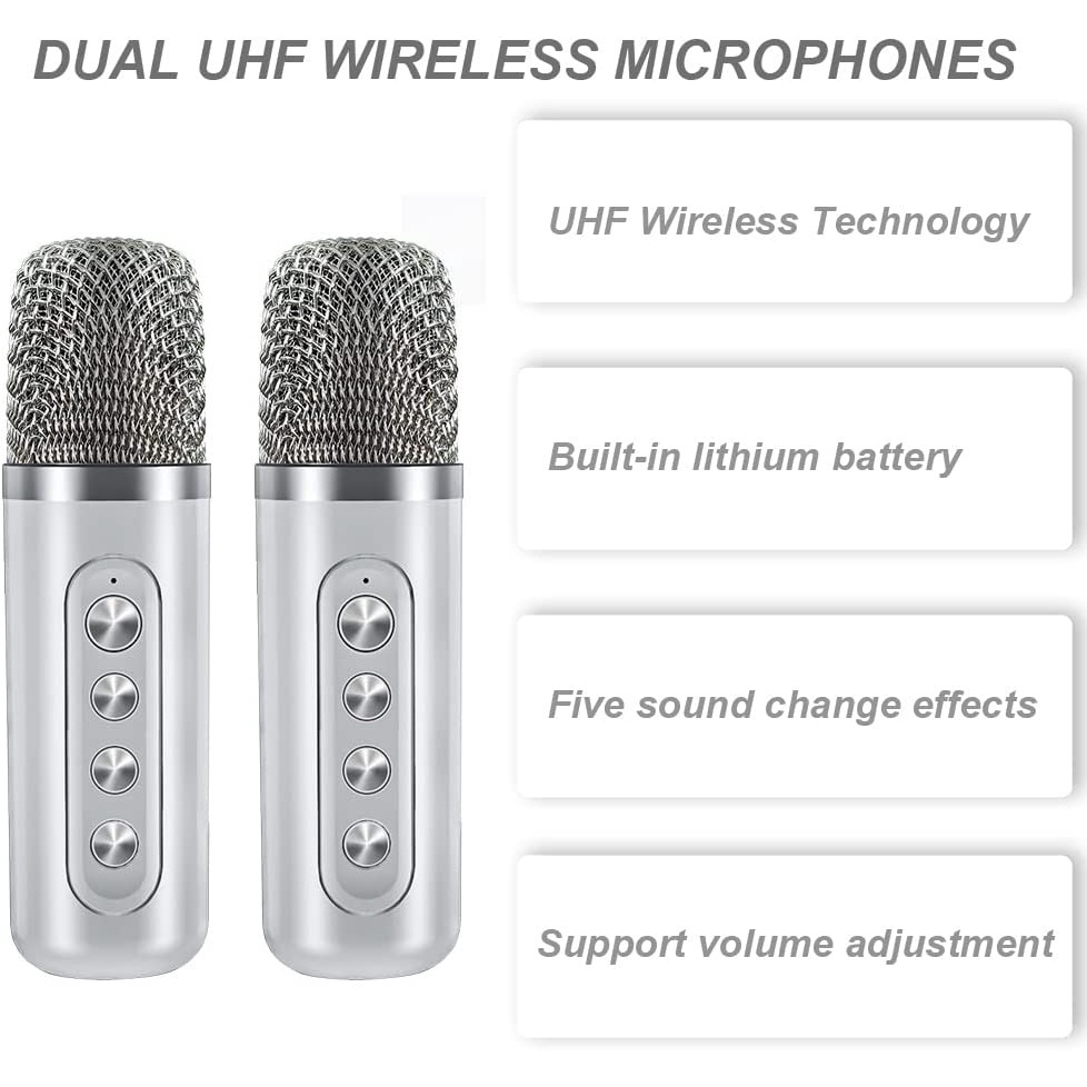 3D Stereo Amplifier Speaker Wireless Bluetooth Dual Microphone Karaoke ...