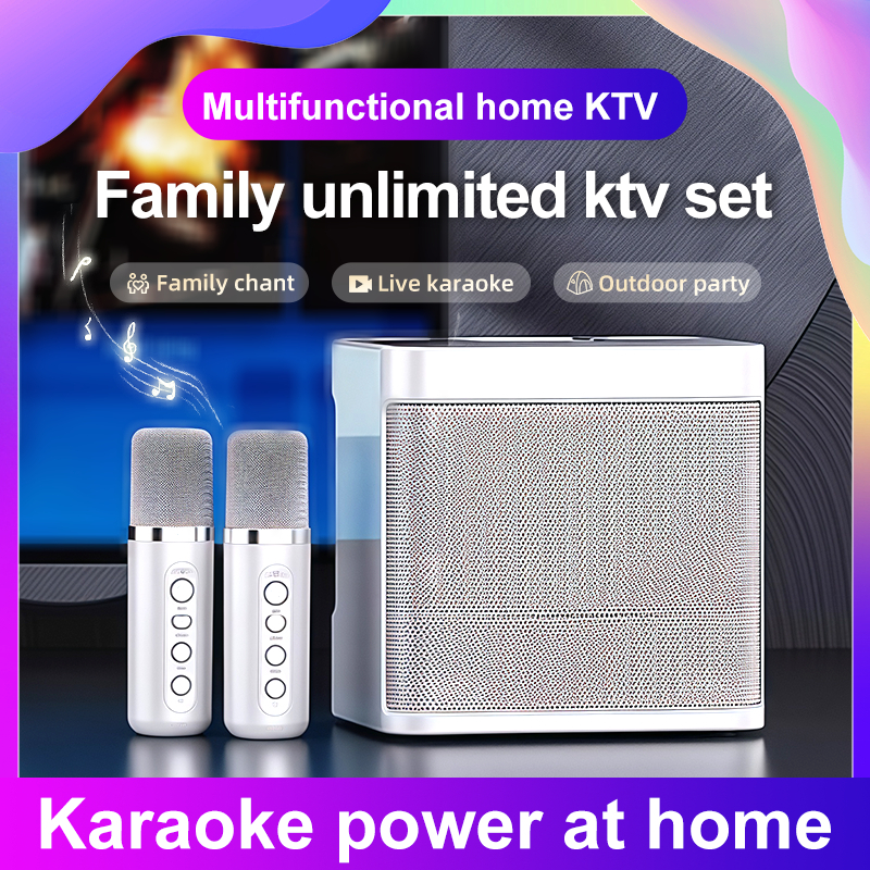 3D Stereo Amplifier Speaker Wireless Bluetooth Dual Microphone Karaoke ...