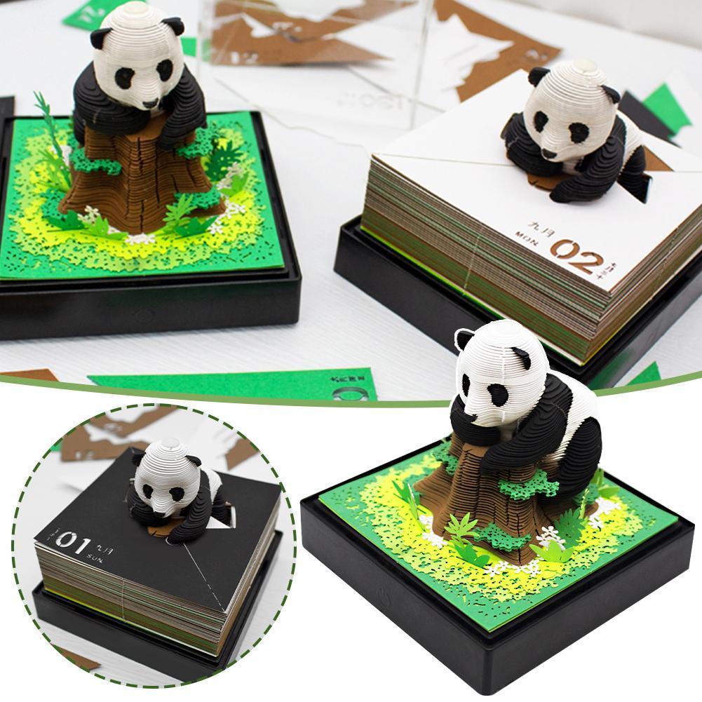 3D Giant Panda Notepad 2024 Calendar With Light Memo Pad Block Notes ...