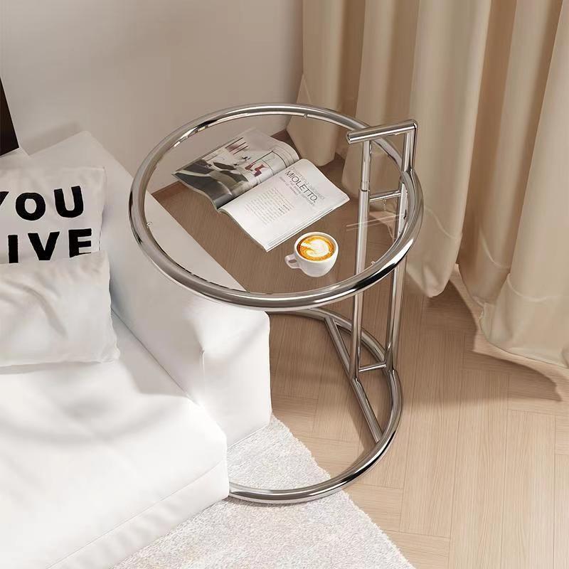 Medieval Round Table Living Room Transparent Liftable Stainless Steel ...