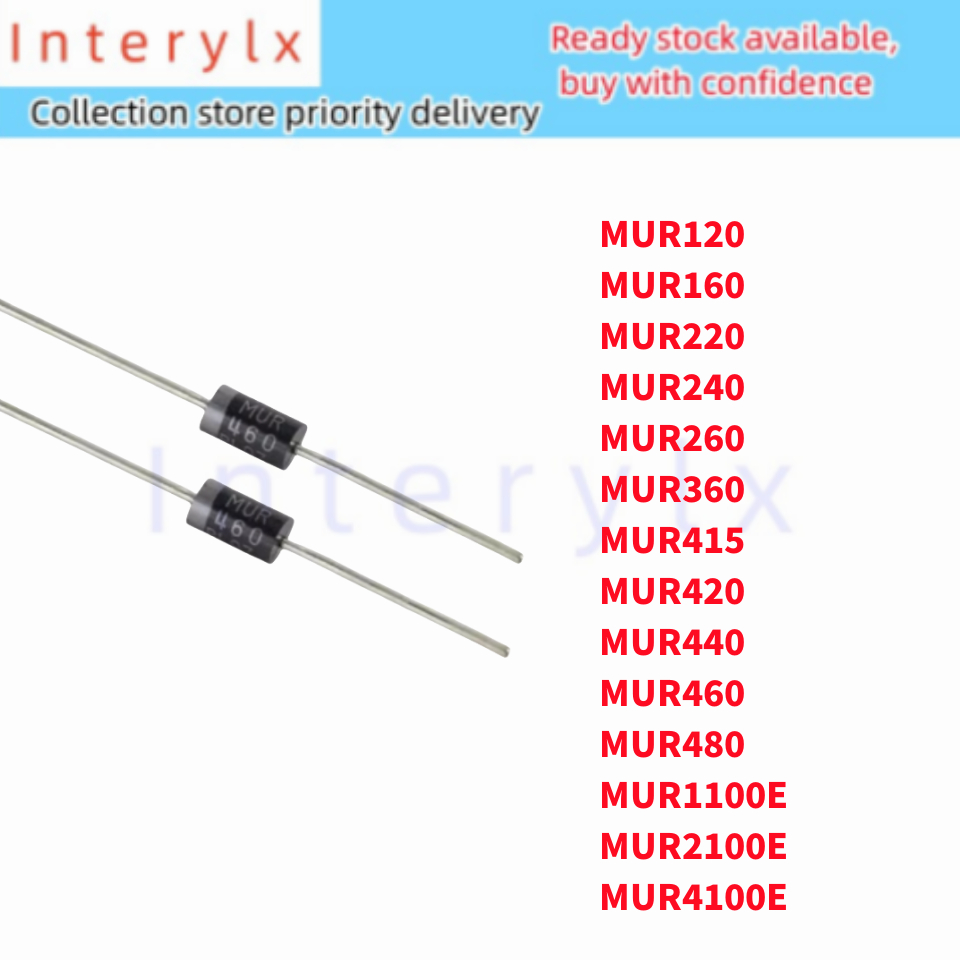 10pcs/lot In-Line MUR120 MUR160 MUR220 MUR240 MUR260 MUR360 MUR415 ...