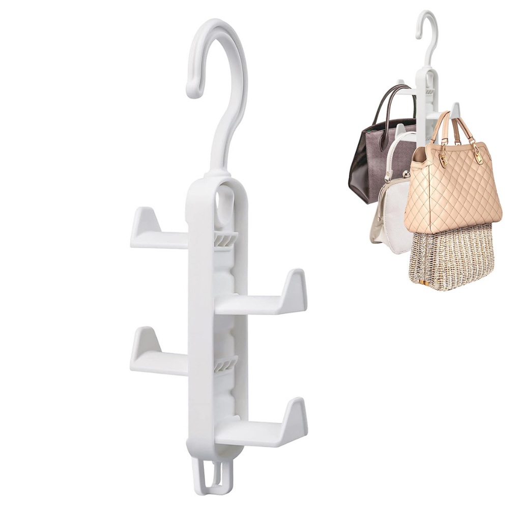 White Plastic Bag Storage Rack Hanging Bag Storage Holder Closet ...