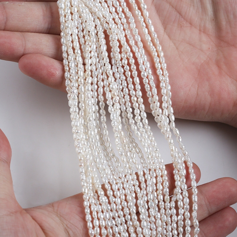 18cm 2-2.5mm white color rice shape natural freshwater pearl strand for ...