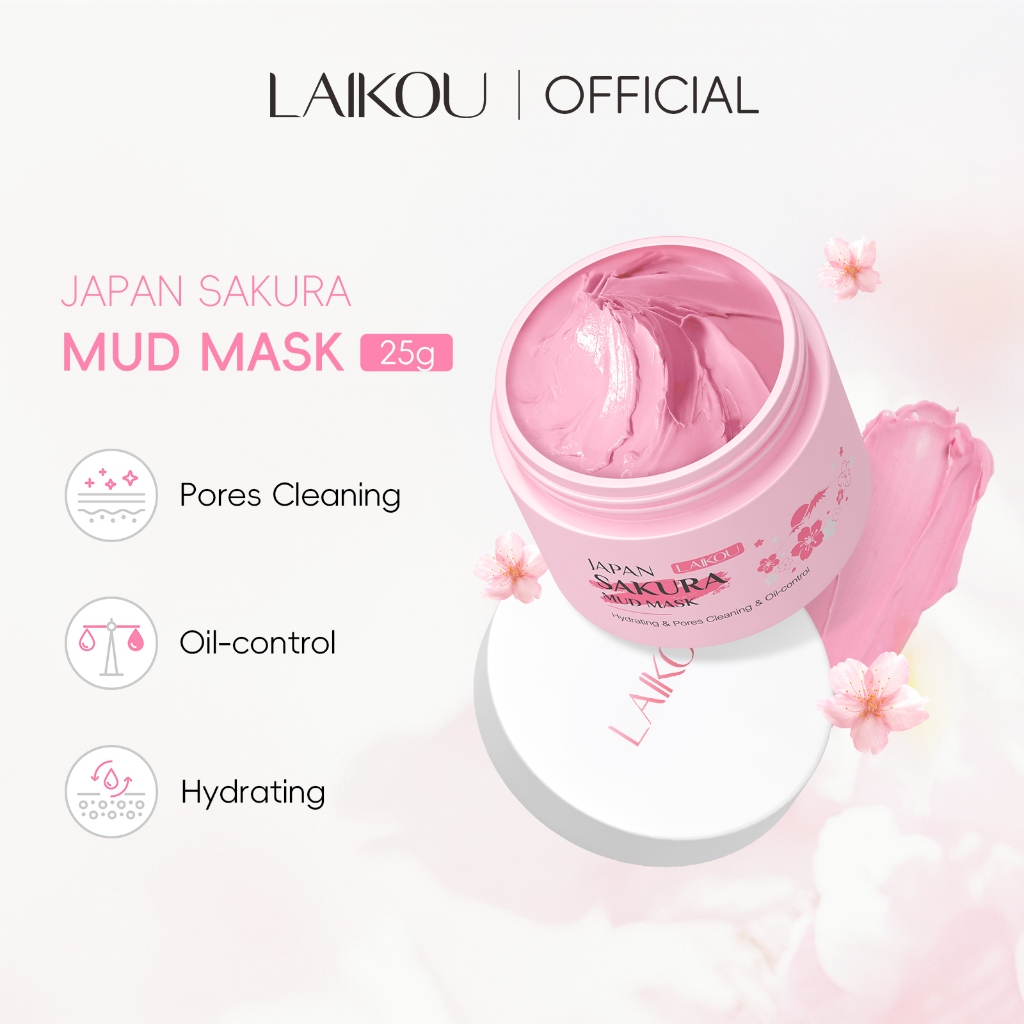 LAIKOU Japan Sakura Face Mud Mask 25g Deep Cleansing Shrink Pores ...