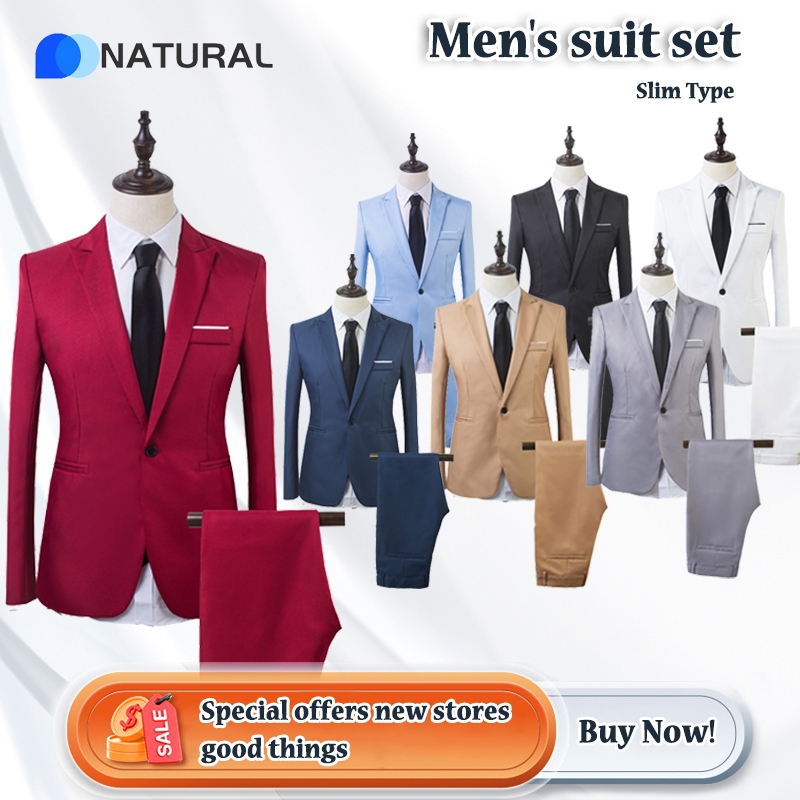 COD 2 piece suit/Men's suits Men Business Slim Blazer Suit Tuxedo Coat ...
