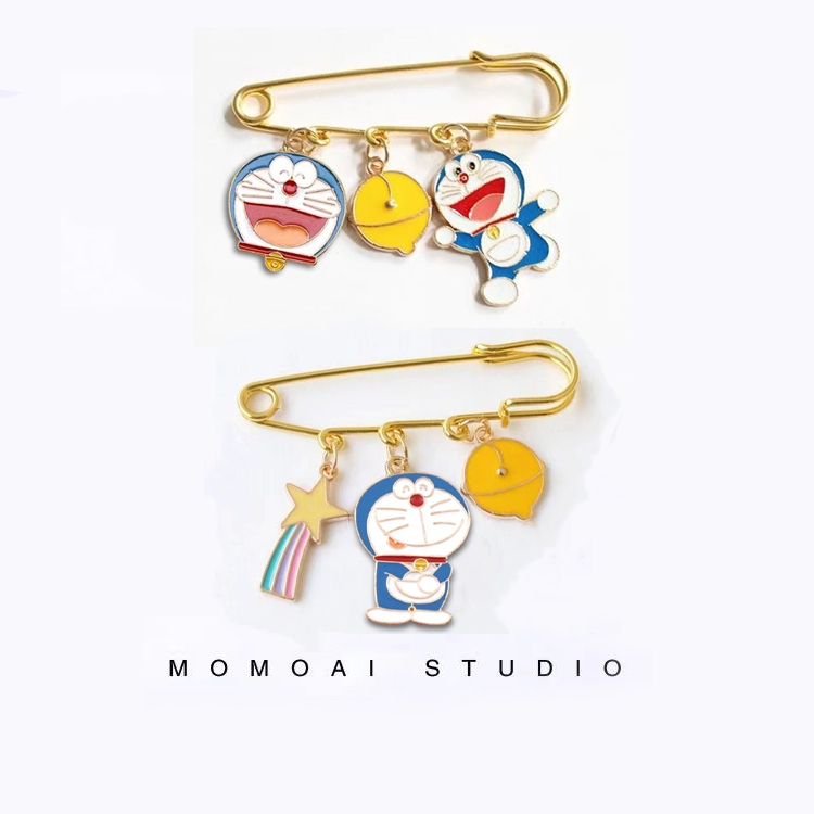 Japanese Cute Anime Doraemon Brooch Doraemon Safe Big Pin | Shopee ...