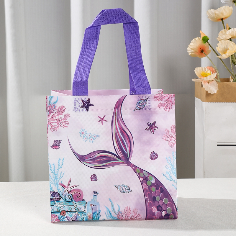 4pcs Mermaid Party Favor Bags With Handle Under The Sea theme Non-woven ...