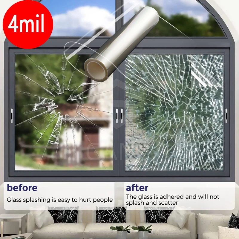 Clear Security Safety Window Film Shatterproof Film Glass Windows Anti ...