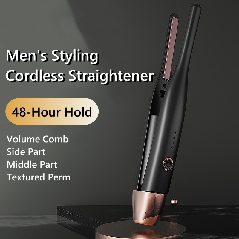 BY2 Cordless Hair Straightener for Men Hair Curler 8MM Fast Heating Ceramic  Hair Care Plate Flat Iron