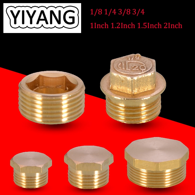 Uxcell G1/2" Male Thread Brass Hex Pipe Plug, 20 Pcs External Hex Cap Pipe Plugs Fittings Cap For Oil Water Pipeline