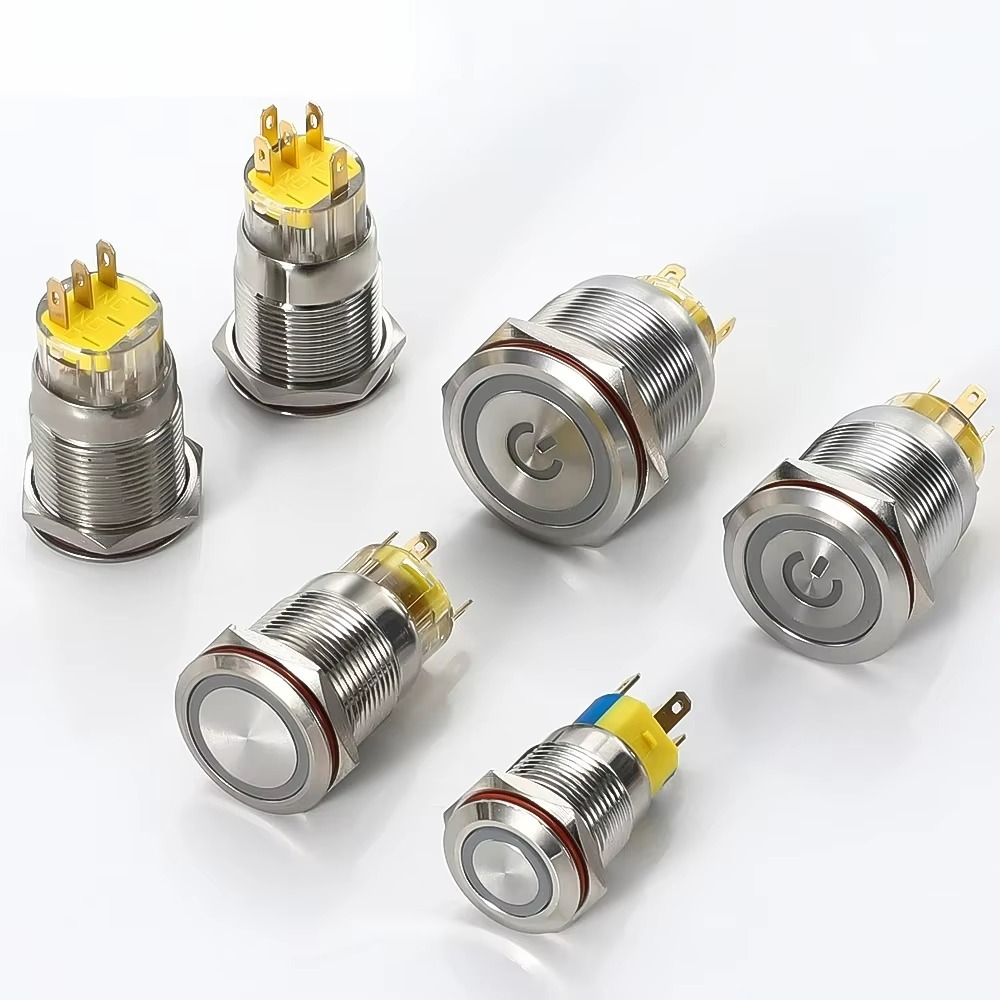 16/19/22/25mm illuminated metal push button switch momentary self-reset ...