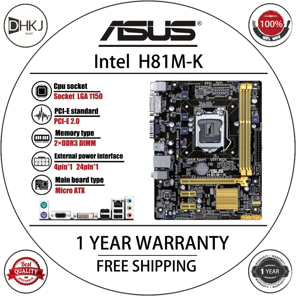 USED H81M-K Desktop Motherboard H81 Socket LGA 1150 i3 i5 i7 DDR3 16G ...