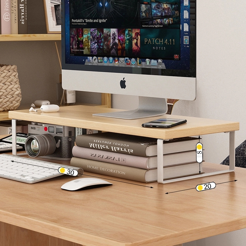 Wooden Monitor Stand Office Computer Monitor Riser Computer Monitor ...