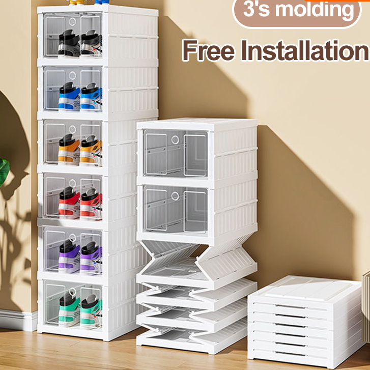 Acrylic Transparent Shoe Box – Foldable Shoe Rack Storage Organizer ...
