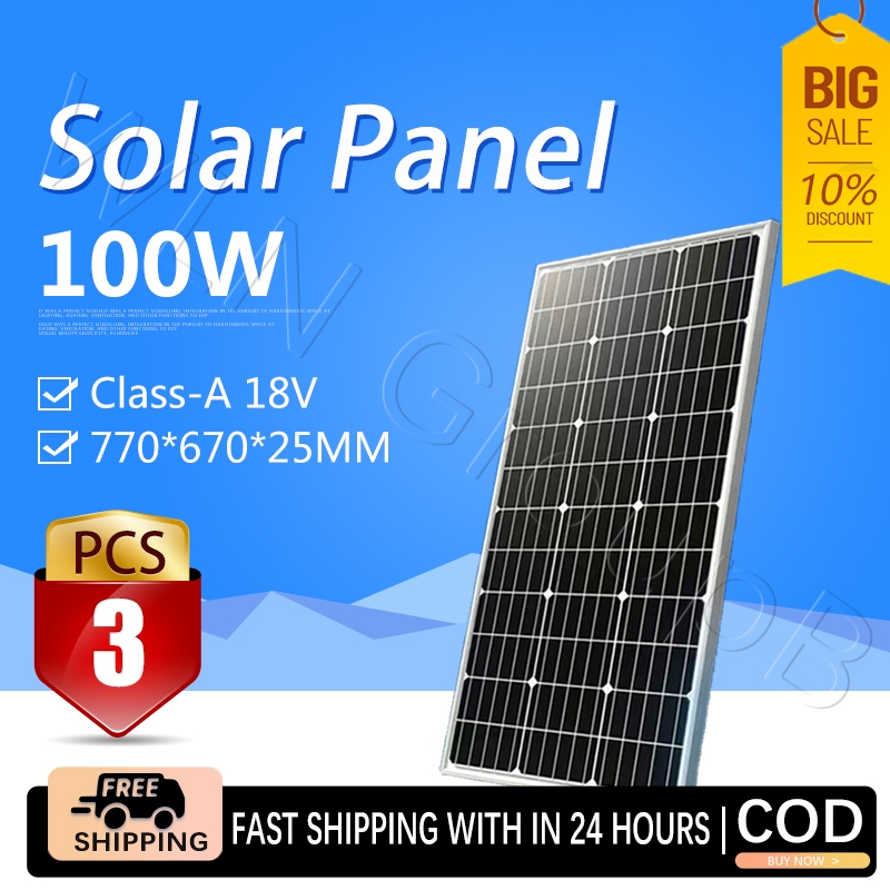 【Class-A】100 Watts Solar Panel 100w Monocrystalline 18v Solar Board ...