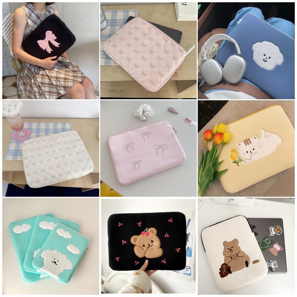 Laptop bag Korean style cartoon cute bear tablet liner bag laptop bag  10/11/13/15 inch