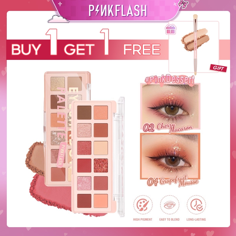 PINKFLASH Pink Dessert 12 shades eyeshadow palette High pigment Fine ...